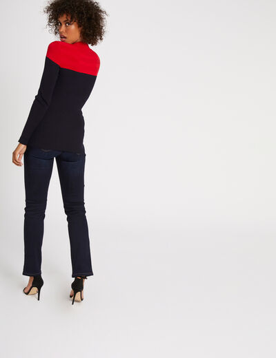 Long-sleeved jumper with high neck red women