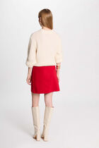 Pull col rond manches longues ivoire femme