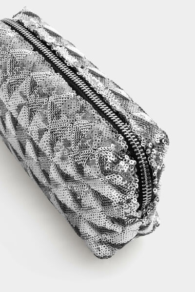 Make up bag with sequins silver ladies'