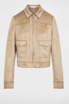 Short suede jacket taupe women