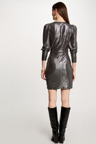 Fitted mini metallised dress metal women
