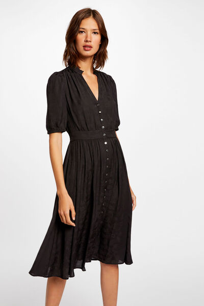 Straight dress with paisley print black ladies'