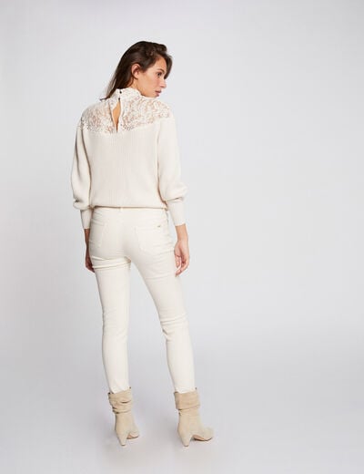 Low-waisted skinny jeans ivory women