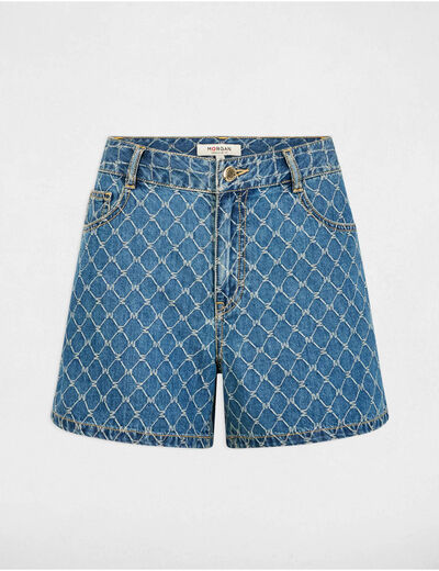 High waist denim shorts stone wash denim women
