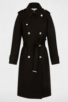Trench long ceinturé noir femme