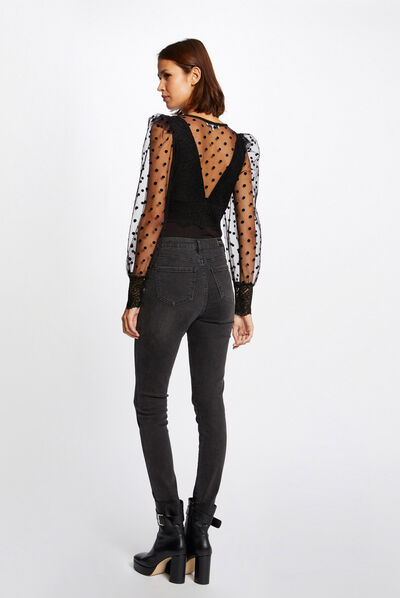 Long-sleeved body with lace black ladies'