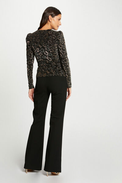 Long-sleeved t-shirt leopard print multico ladies'