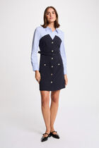 Short 2-in-1 effect dress navy blue women