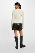 Pull manches longues avec col en V ivoire femme