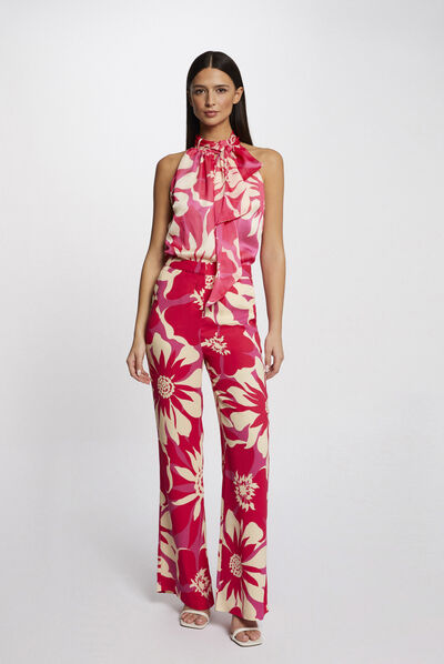 Loose wide leg trousers floral print multico ladies'