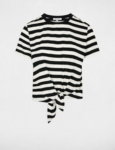 Cropped striped t-shirt white women