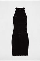 Robe tricot courte ajustée noir femme