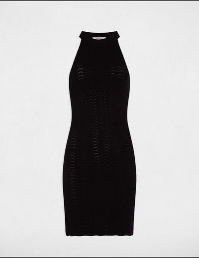 Fitted mini knitted dress black women