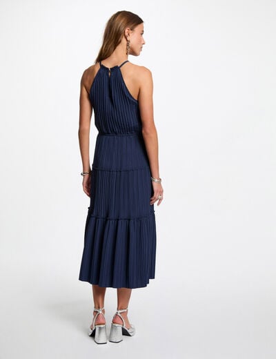 Satin straight midi dress petroleum blue women