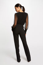 Long-sleeved t-shirt with dobby spot black women