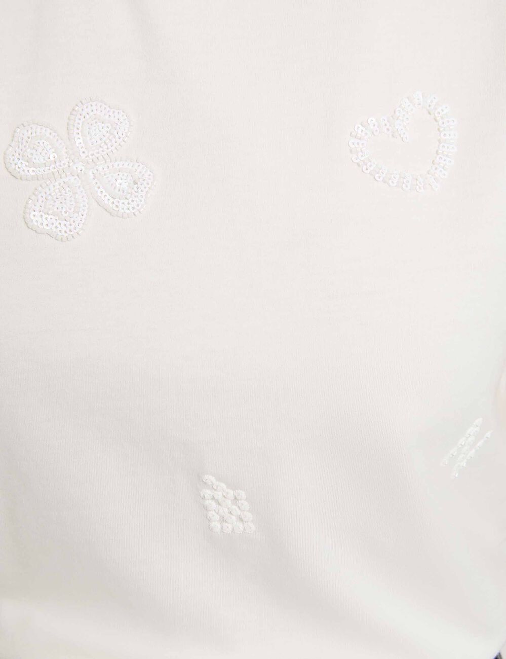 Embroidered round neck t-shirt white women