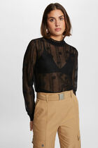 Jumper high collar in lace black women