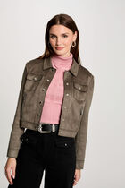 Buttoned suede jacket khaki green women