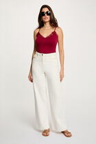 Lace-trimmed V-neck camisole bordeaux women