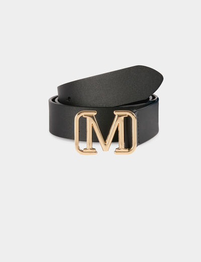 Black leather belt black women