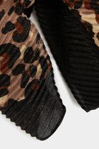 Pleated scarf with leopard print brown women