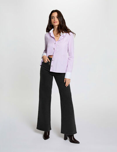 High-waisted wide-leg jeans black denim women
