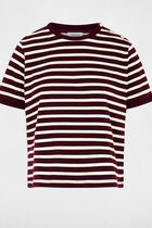 Striped t-shirt with round neck plum women