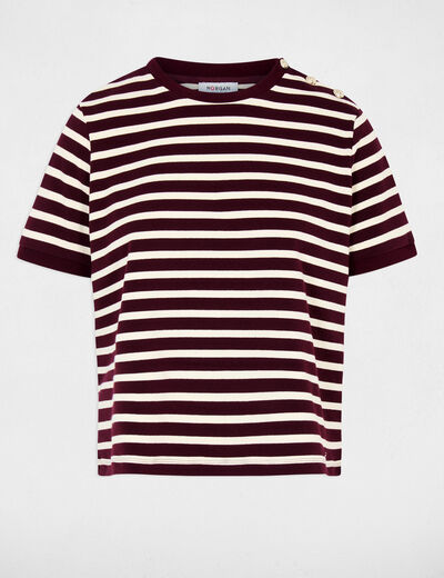 Striped t-shirt with round neck plum women