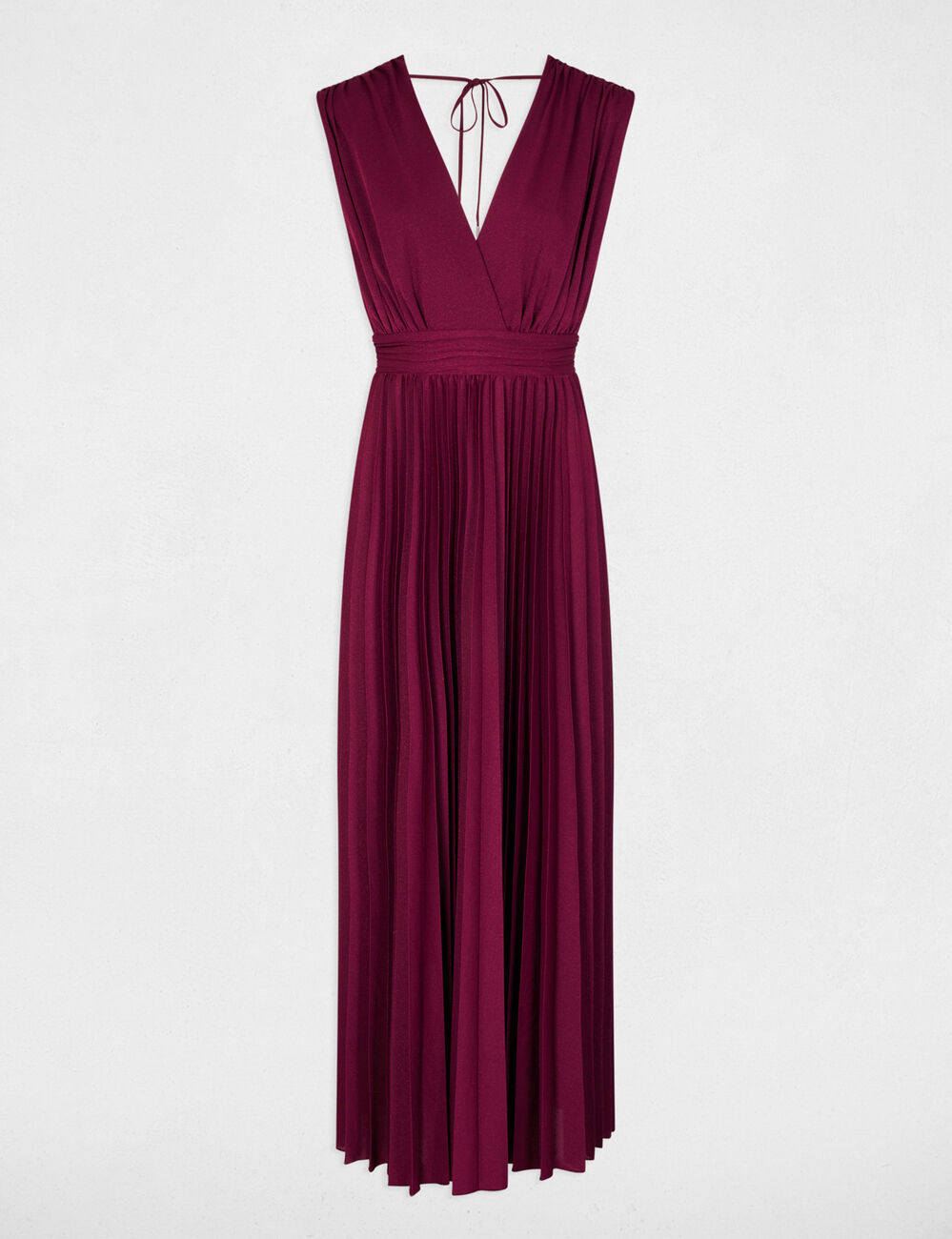 Pleated maxi straight dress plum women