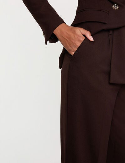 High-waisted wide-leg trousers dark brown women