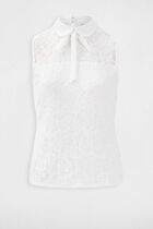 Sleeveless lace blouse with lining white women