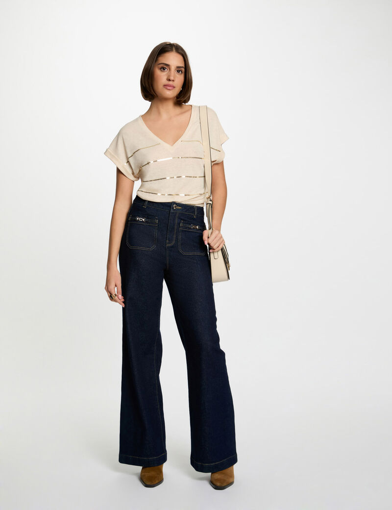 Short-sleeved t-shirt cream women
