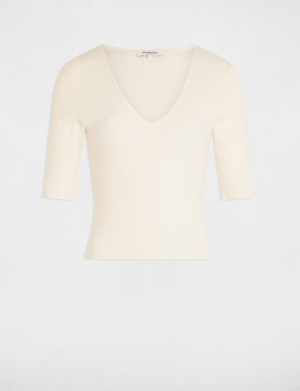 Jumper with V-neck ivory women