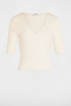 Jumper with V-neck ivory women