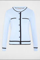Pull col rond manches longues bleu ciel femme