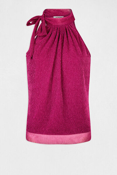 Vest top halter neck with bow pink ladies'