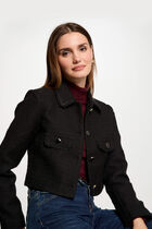 Veste courte tweed noir femme