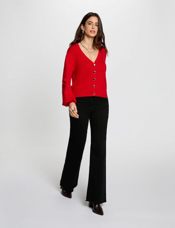 High-waisted wide-leg jeans black women