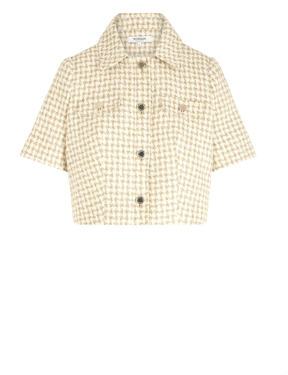 Veste manches courtes tweed multicolore femme