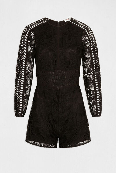 Straight playsuit in lace black ladies'