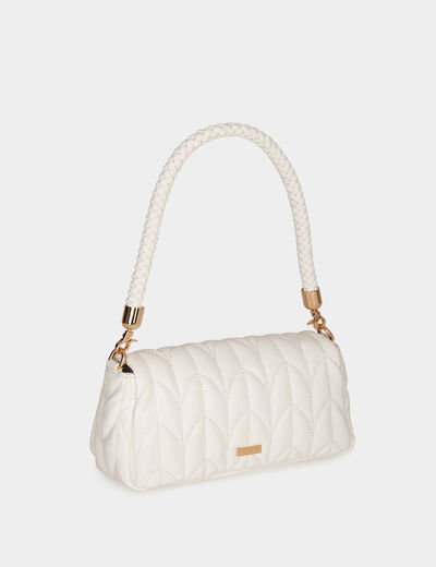 Quilted bag braided handle white ladies'