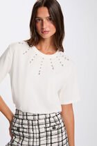 Straight t-shirt with short sleeves white women