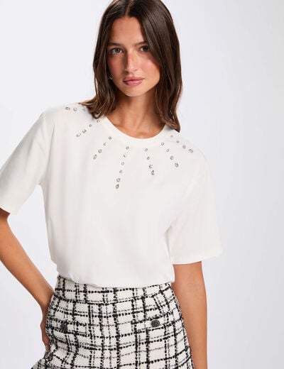 Straight t-shirt with short sleeves white women