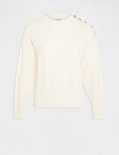 Long-sleeved jumper with round neck ivory ladies'