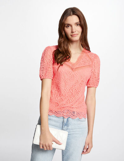 Lace t-shirt coral ladies'