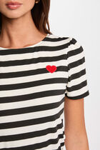 T-shirt manches courtes rayé blanc femme