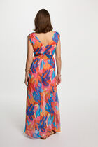 Robe longue droite imprimée multicolore femme