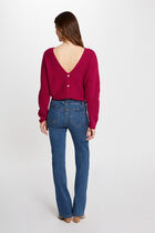 Jumper V-neck buttoned back dark pink women