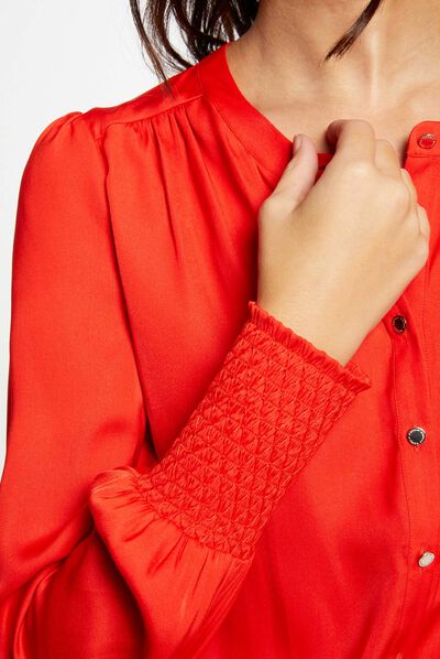 Long-sleeved shirt with round neck orange ladies'