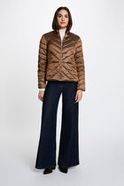 Satin reversible puffer jacket bronze color women